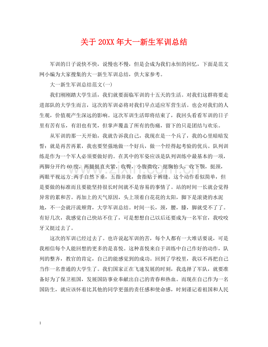 关于大一新生军训总结.docx_第1页