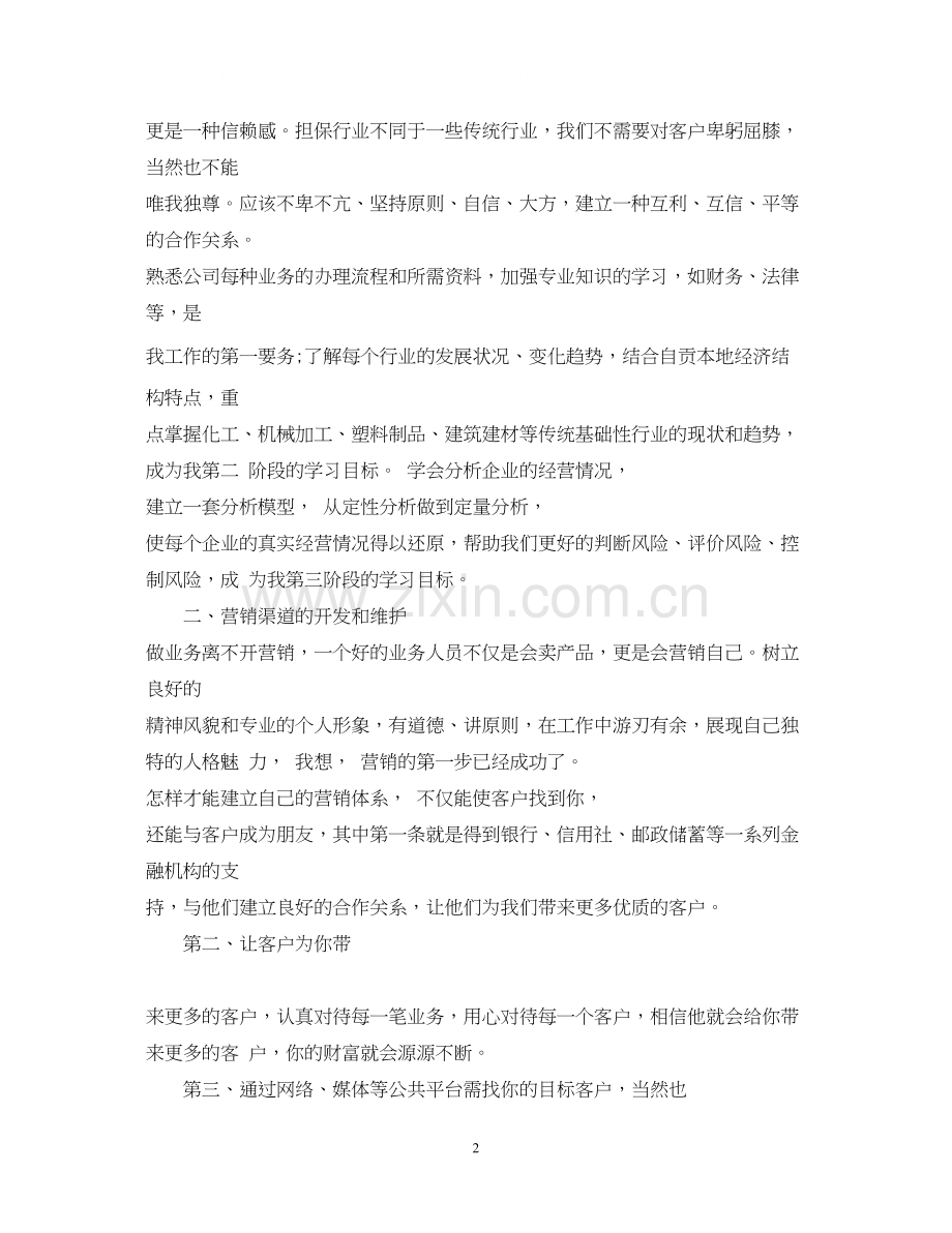 担保公司业务员工作计划范例.docx_第2页