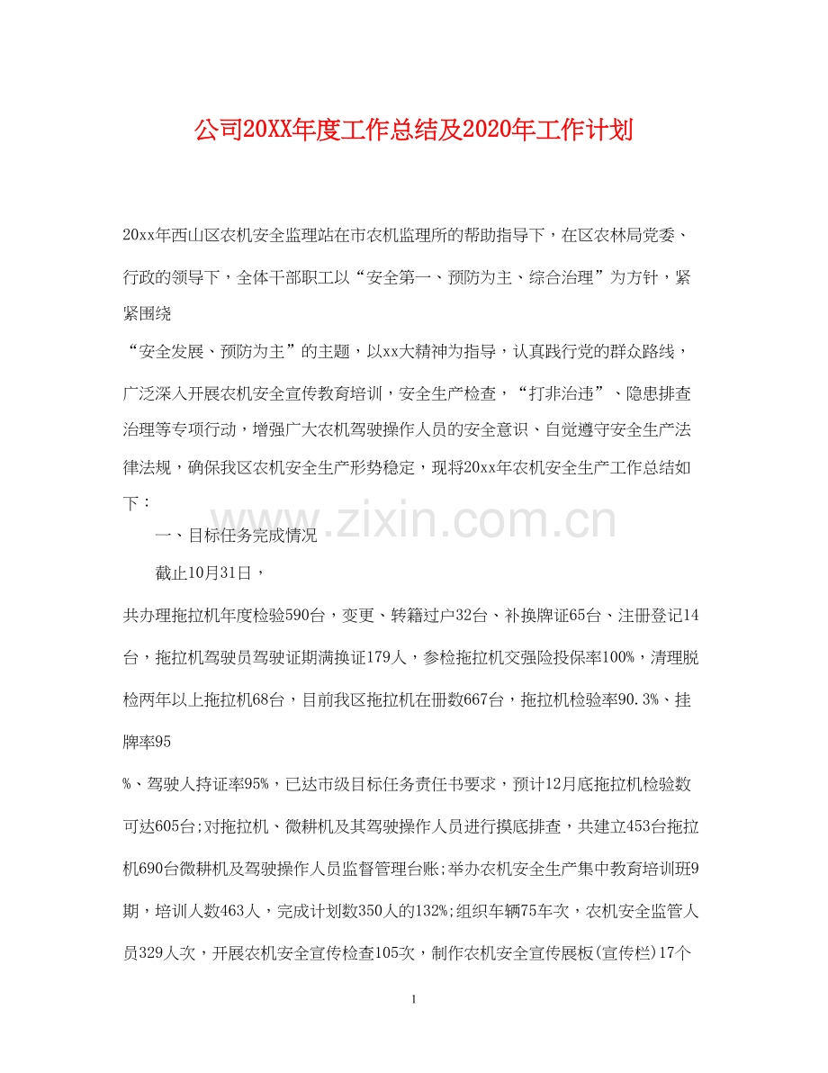 公司度工作总结及年工作计划.docx_第1页