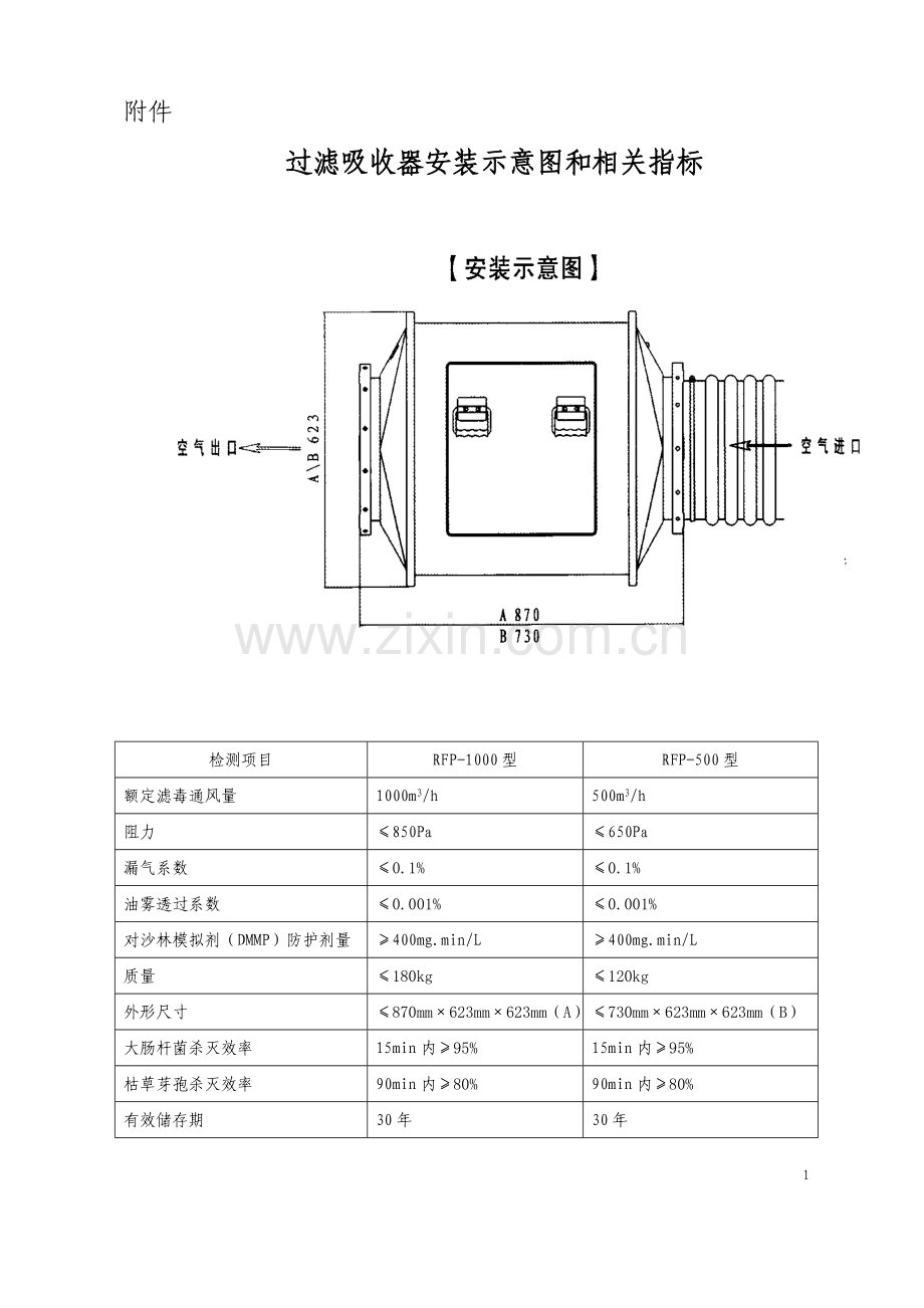 过滤吸收器安装示意图及相关指标.doc_第1页