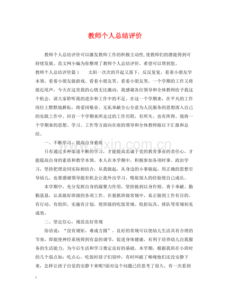 教师个人总结评价.docx_第1页