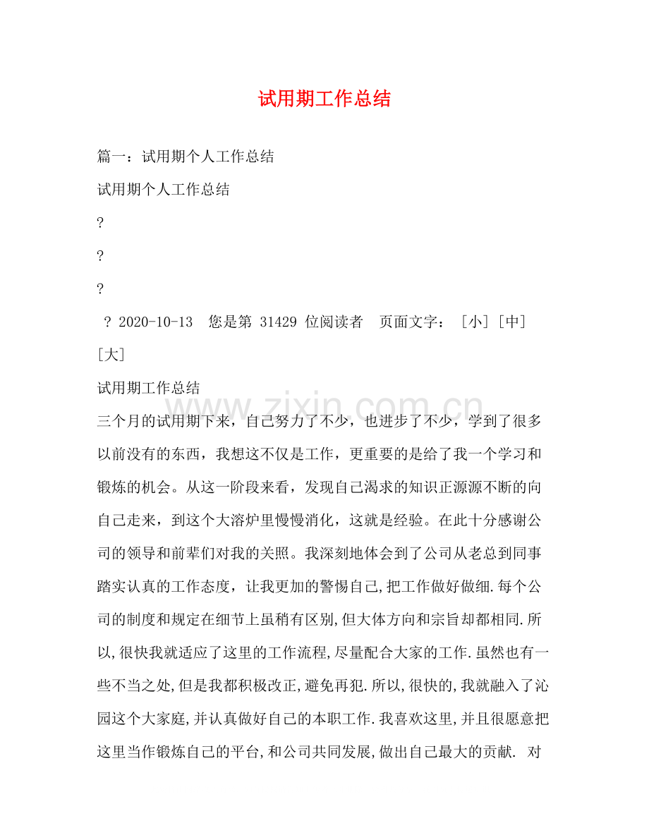 试用期工作总结2).docx_第1页