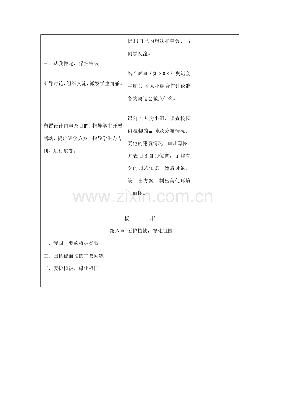 吉林省四平市第十七中学七年级生物上册 爱护植被绿化祖国教案2 新人教版.doc_第3页