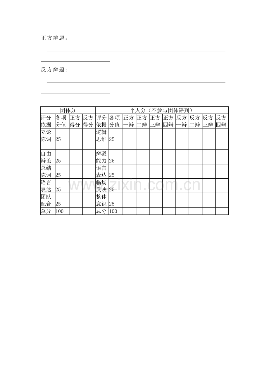 课堂辩论评分标准及评价表.doc_第2页