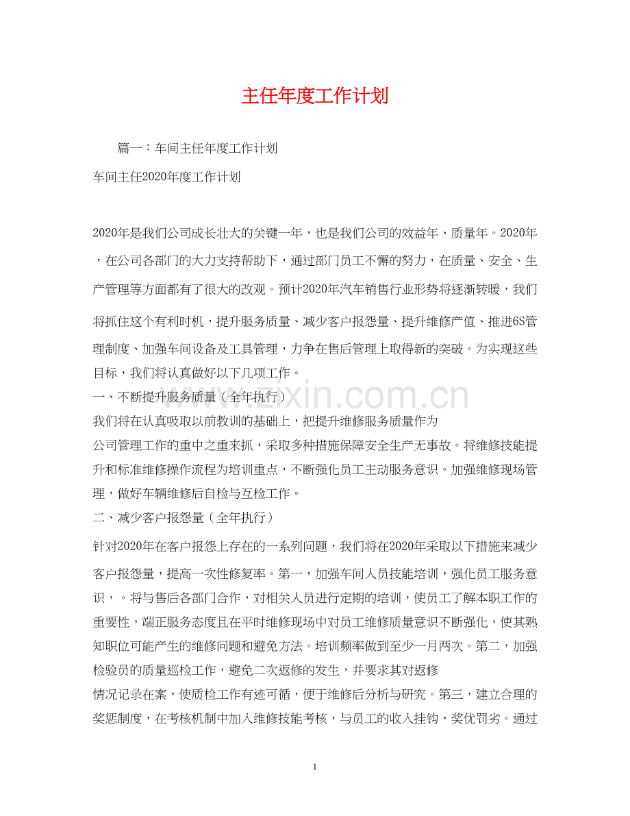 主任年度工作计划.docx_第1页