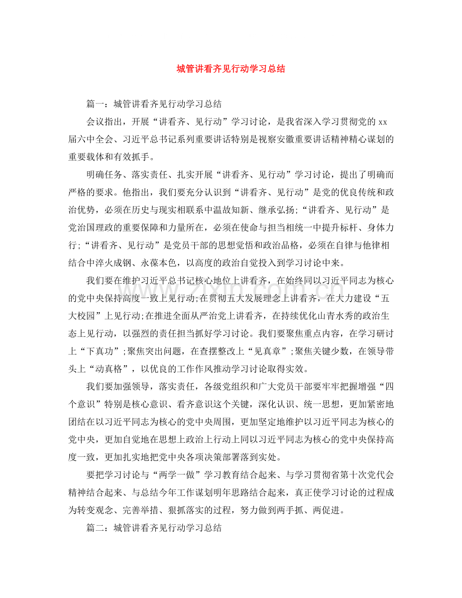 城管讲看齐见行动学习总结.docx_第1页