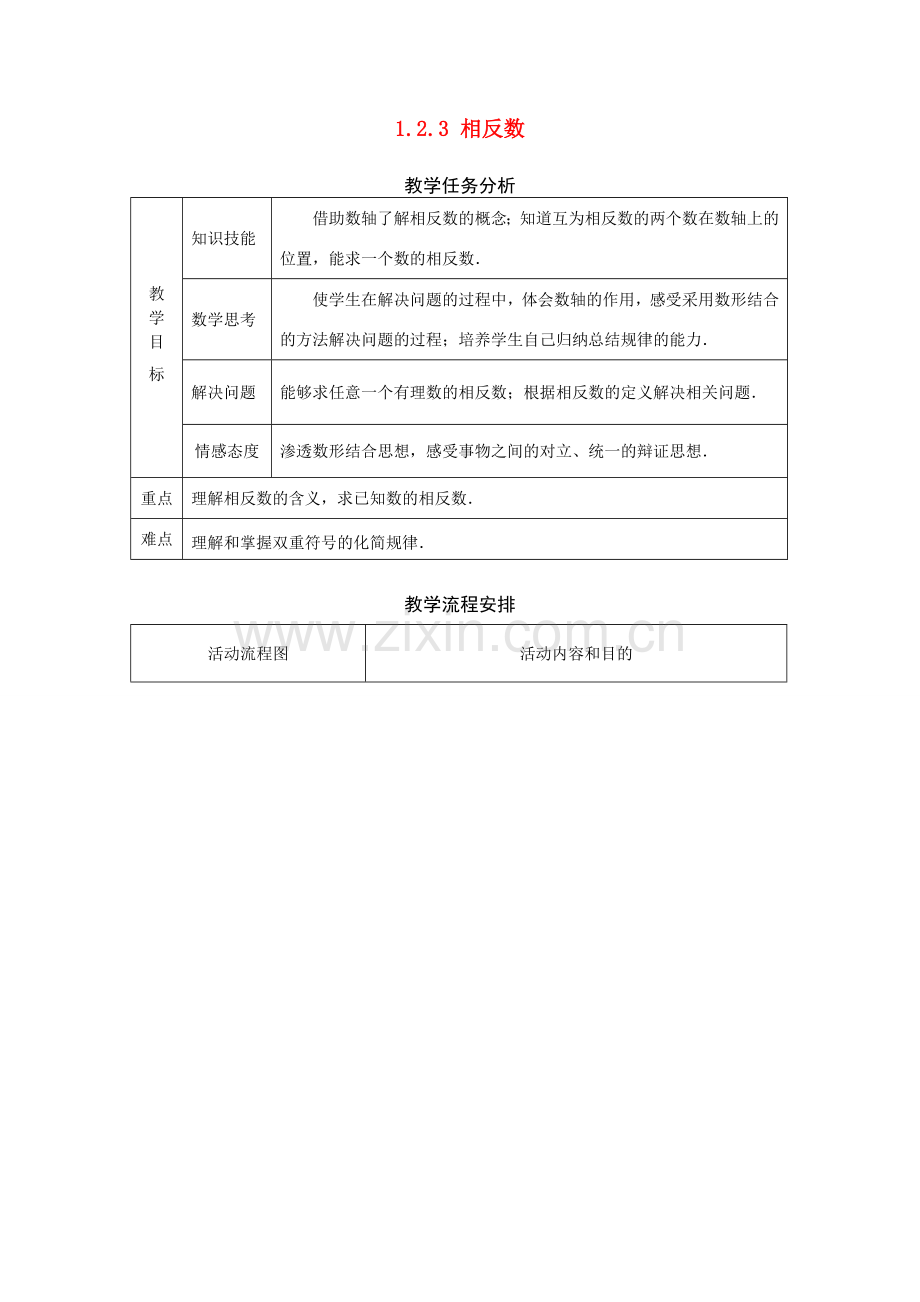 七年级数学1.2.3 相反数　教案人教版 .doc_第1页