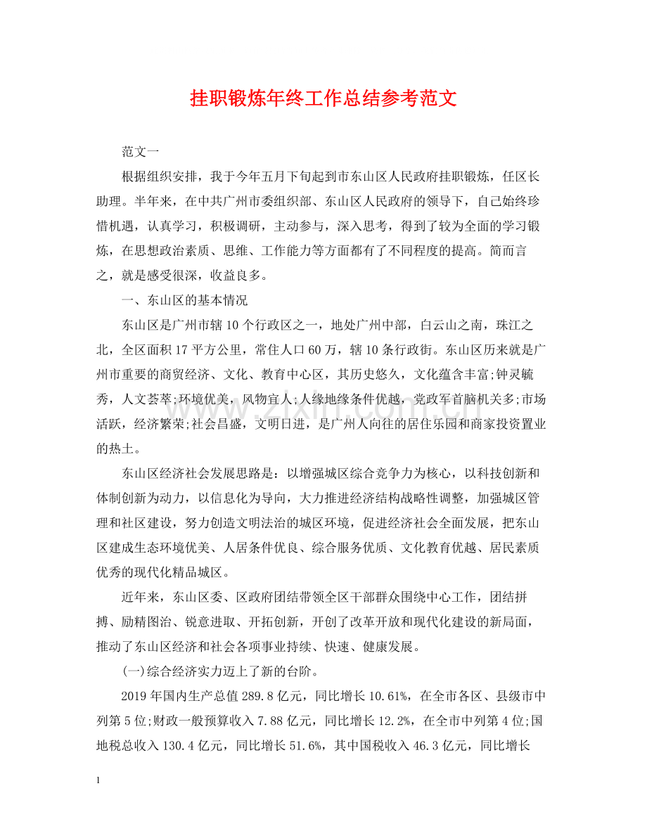 挂职锻炼年终工作总结参考范文.docx_第1页