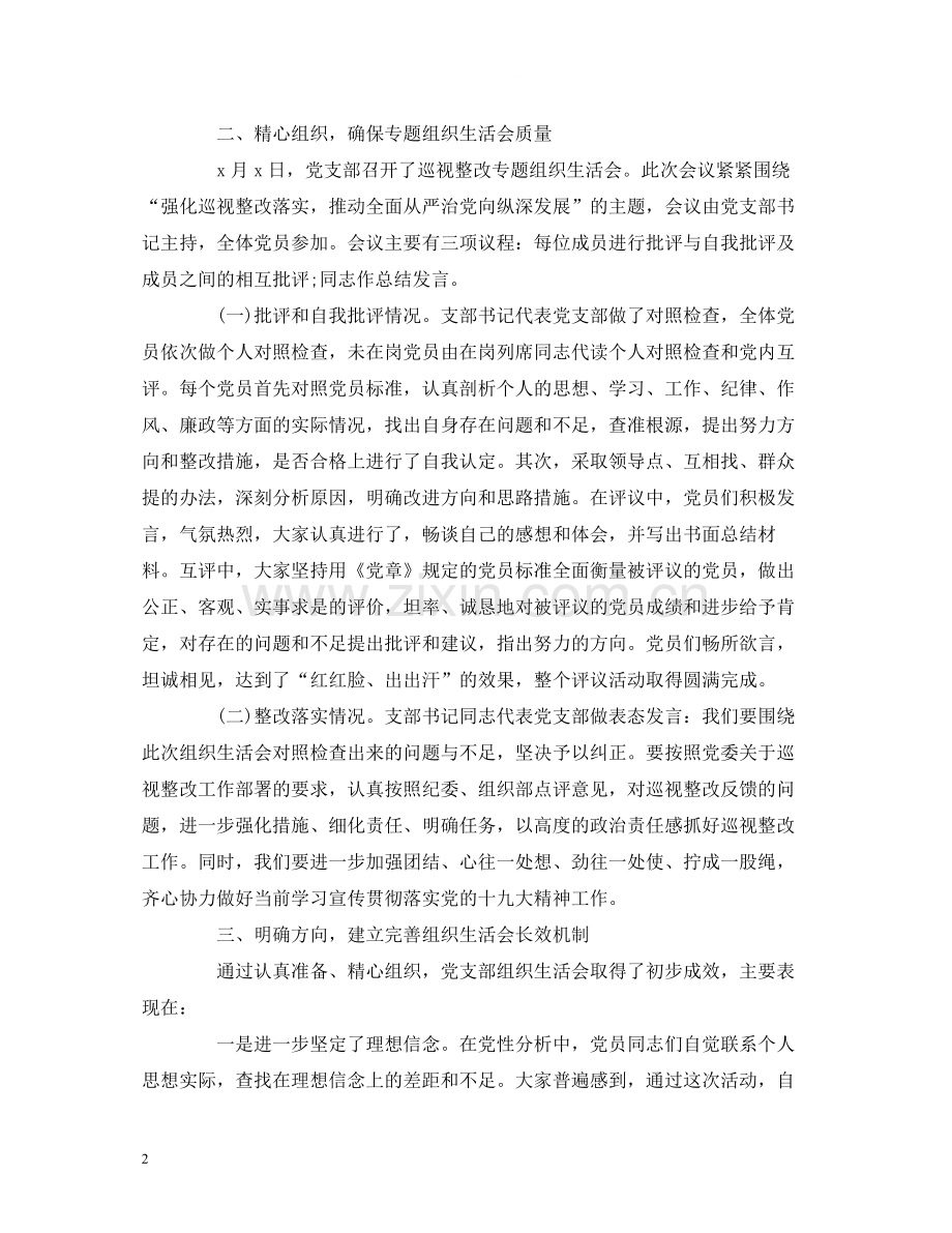 工作总结党支部巡视整改专题组织生活会总结报告.docx_第2页