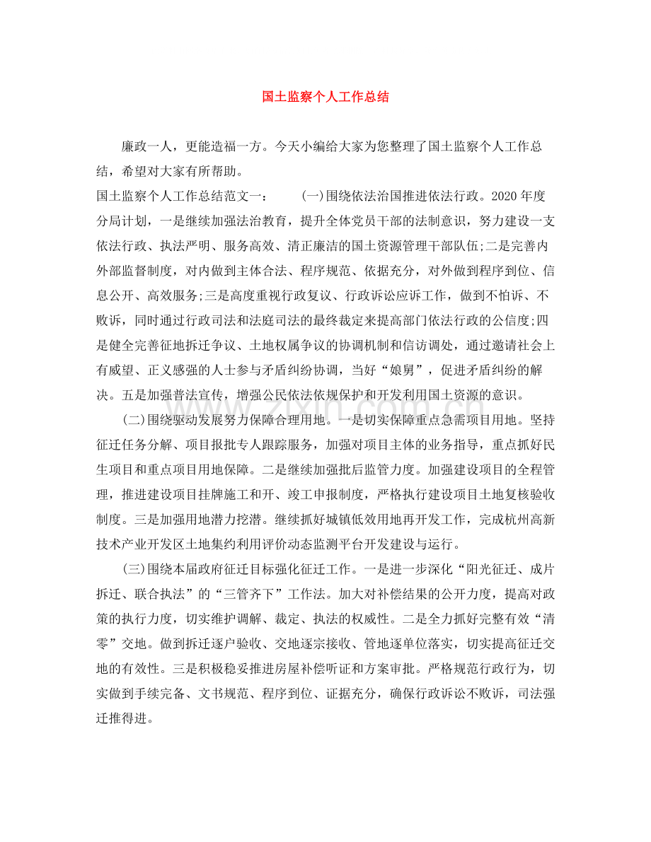 国土监察个人工作总结.docx_第1页