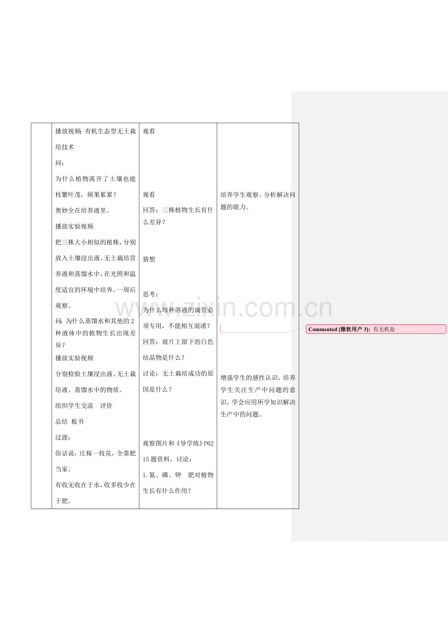 七年级生物上册 3.4.2 绿色植物的生长需要水分和无机盐教案 （新版）苏科版-（新版）苏科版初中七年级上册生物教案.doc_第2页