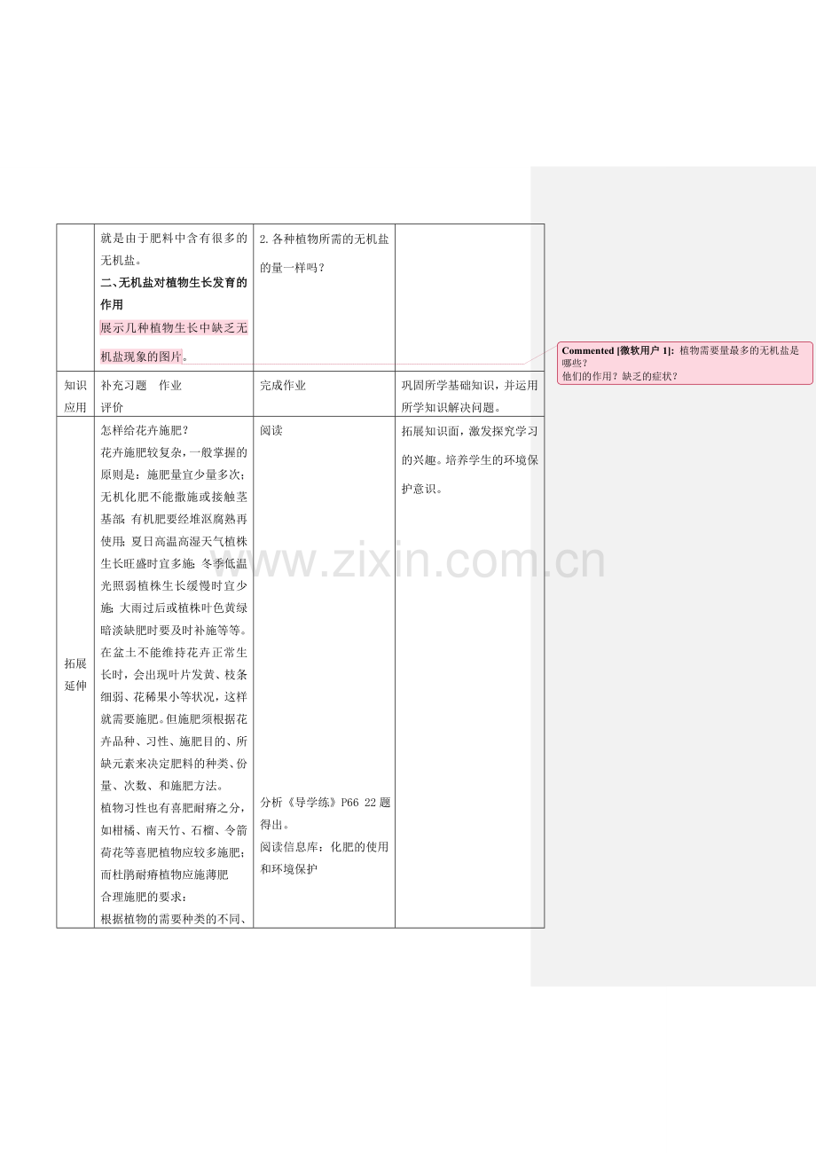 七年级生物上册 3.4.2 绿色植物的生长需要水分和无机盐教案 （新版）苏科版-（新版）苏科版初中七年级上册生物教案.doc_第3页