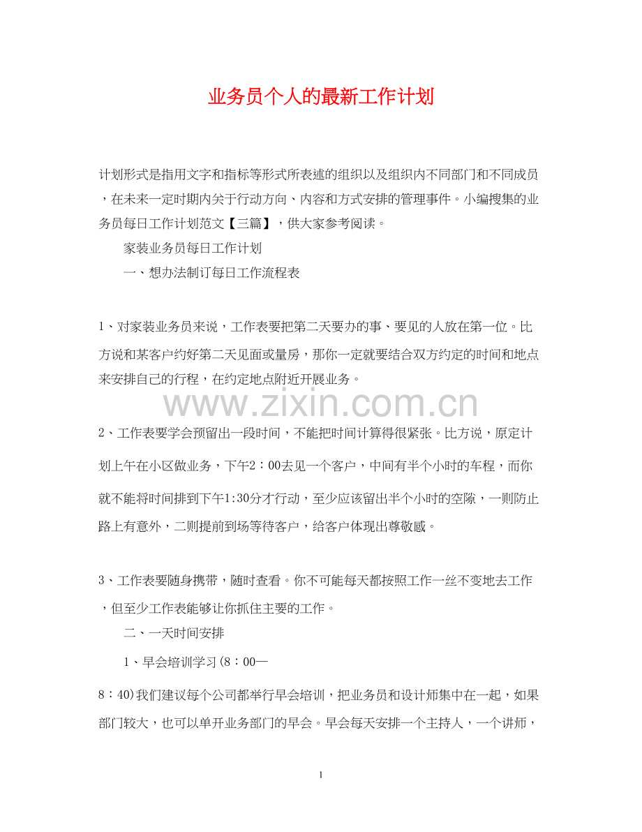 业务员个人的工作计划.docx_第1页