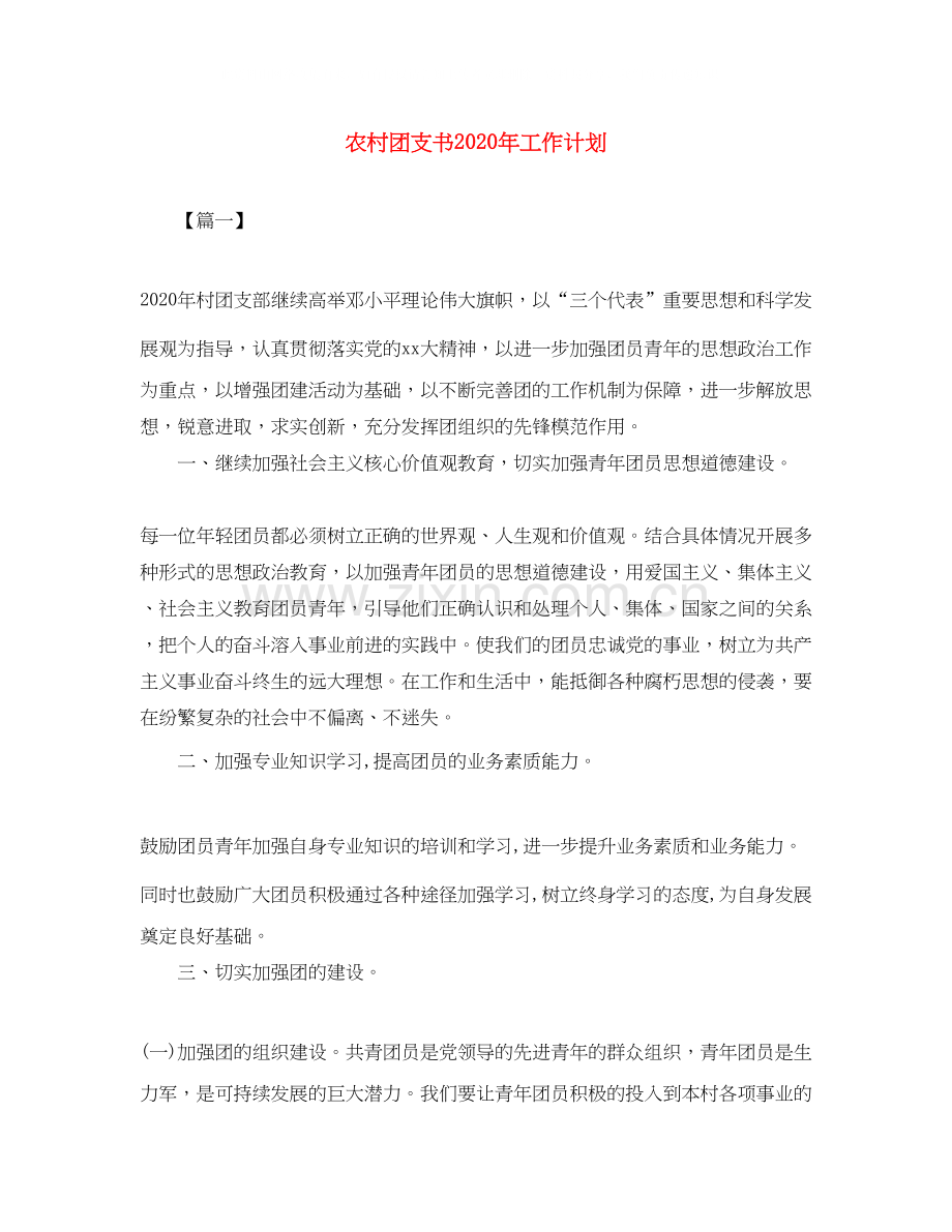 农村团支书年工作计划.docx_第1页