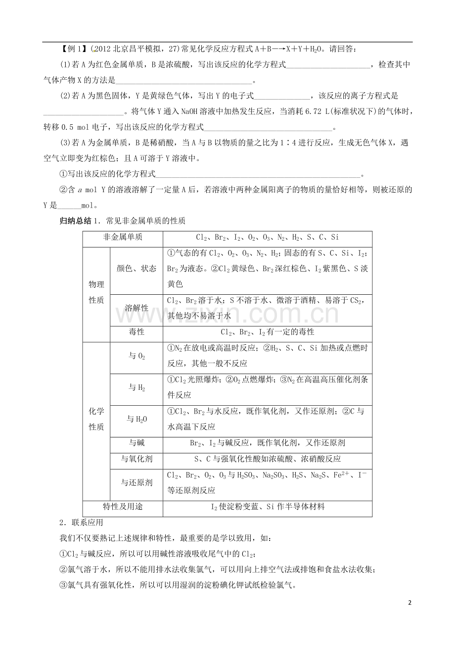 安徽省2013年高考化学二轮复习-热点例析-专题三-第1讲-常见非金属元素单质及其重要化合物-新人教版.doc_第2页