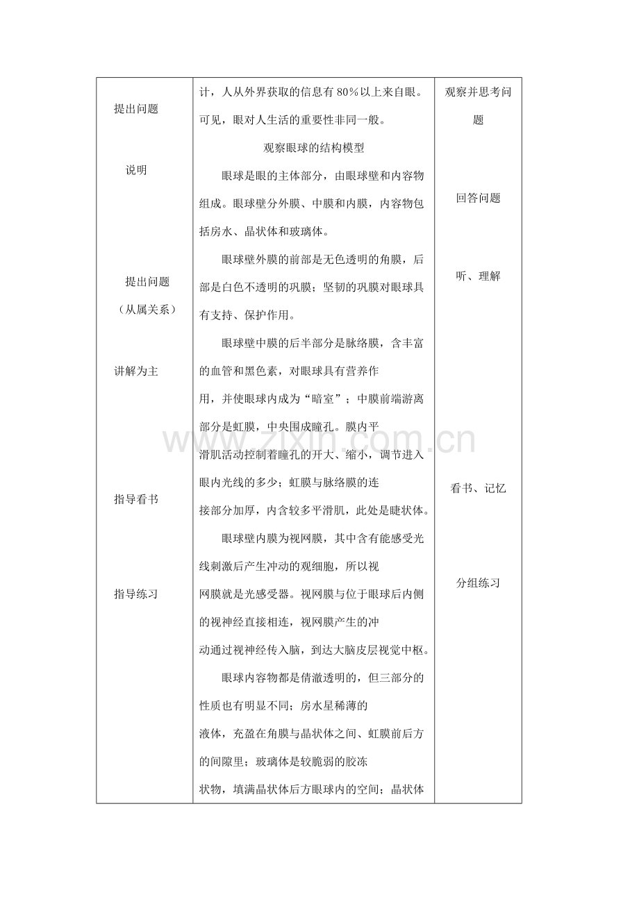 七年级生物下册感受器和感觉器官教学设计北师大版.doc_第2页