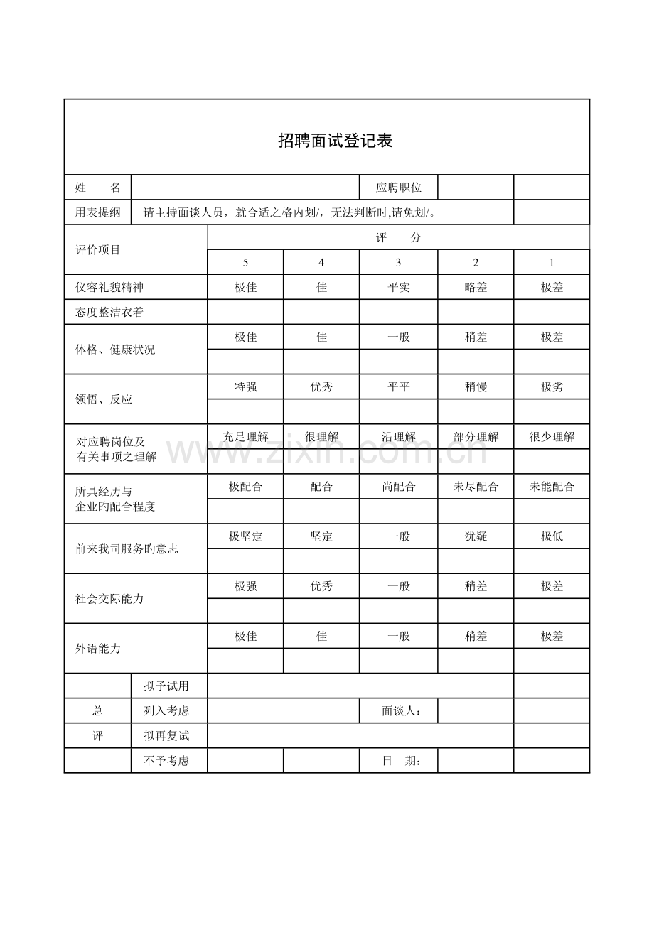 2022年招聘面试记录表.doc_第1页