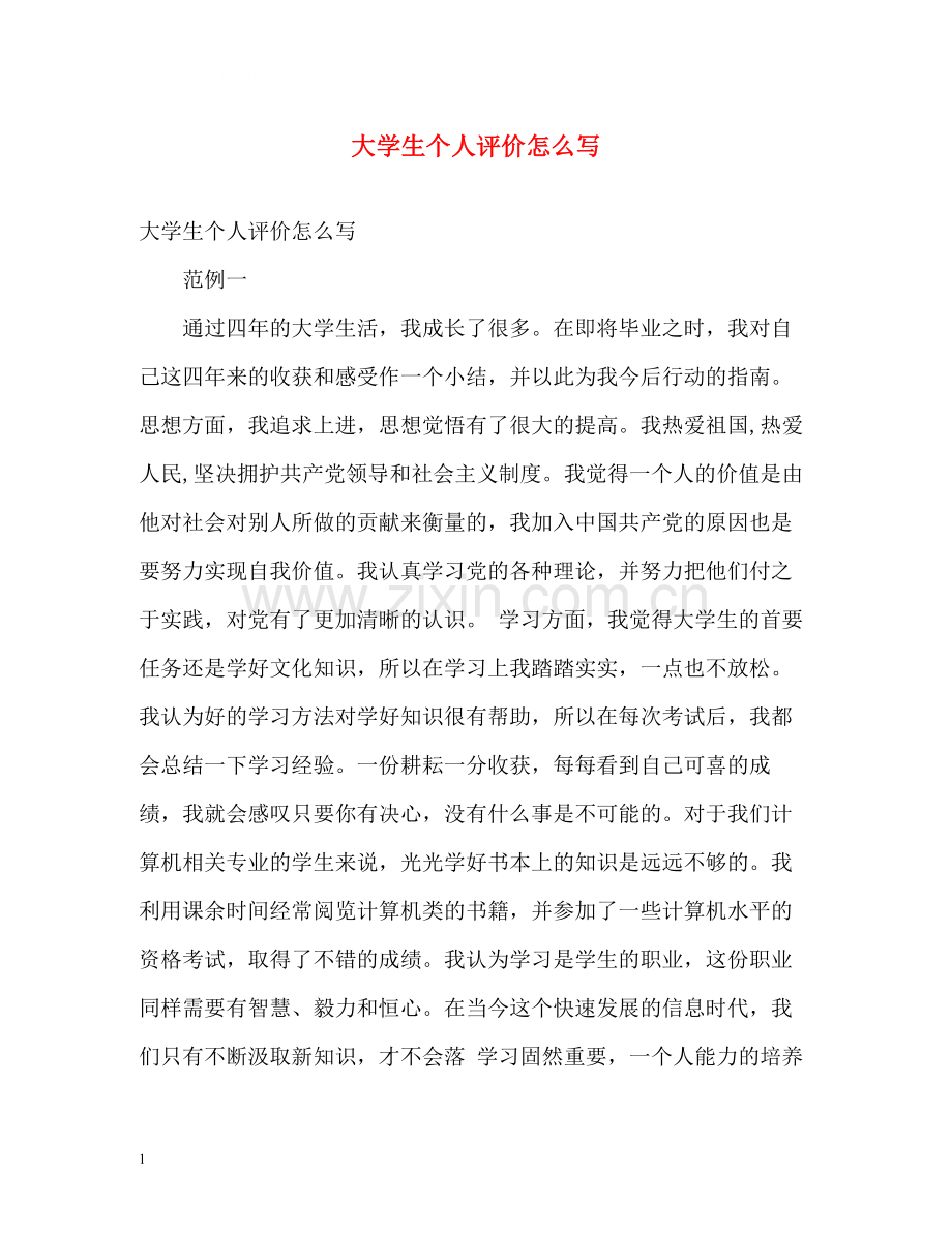 大学生个人评价怎么写.docx_第1页