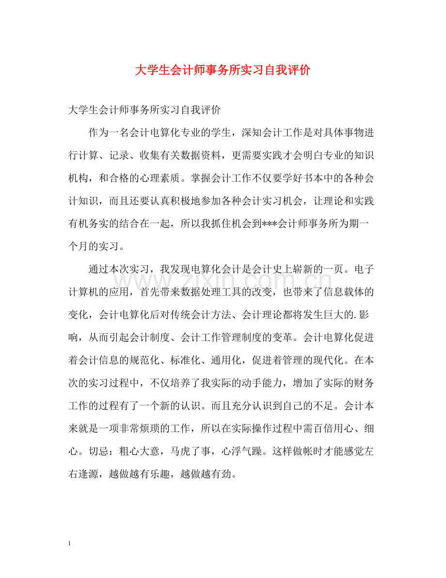 大学生会计师事务所实习自我评价.docx_第1页