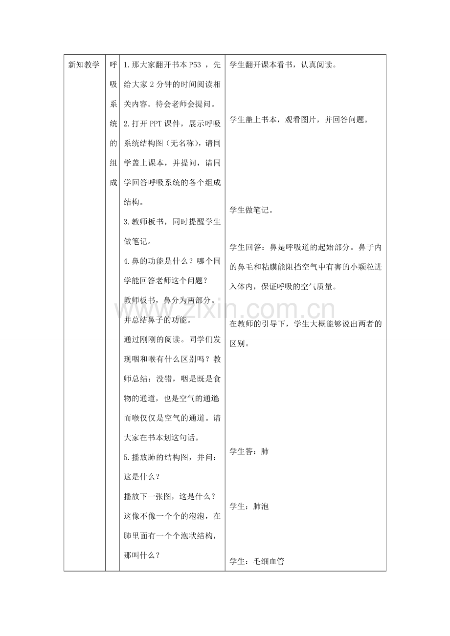 七年级生物下册 第十章 第三节 人体和外界环境的气体交换教案2 （新版）苏教版.doc_第2页