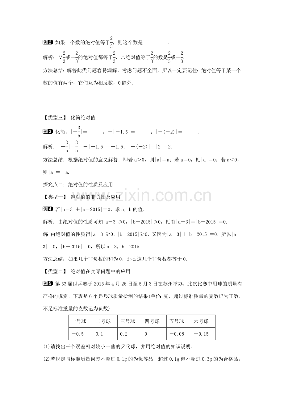 七年级数学上册 第一章 有理数 1.2 有理数 1.2.4 绝对值 第1课时 绝对值教学设计1 （新版）新人教版-（新版）新人教版初中七年级上册数学教案.doc_第2页