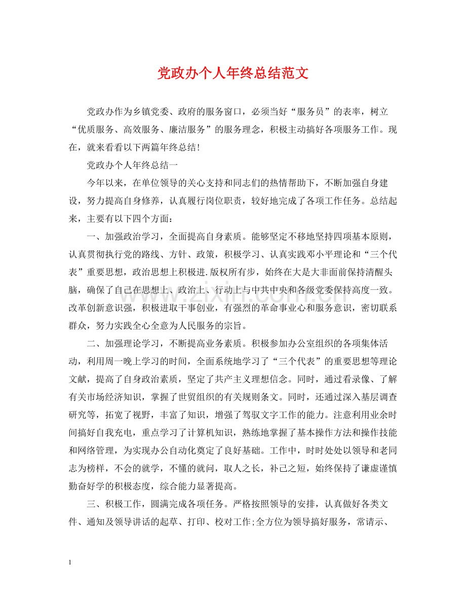 党政办个人年终总结范文.docx_第1页