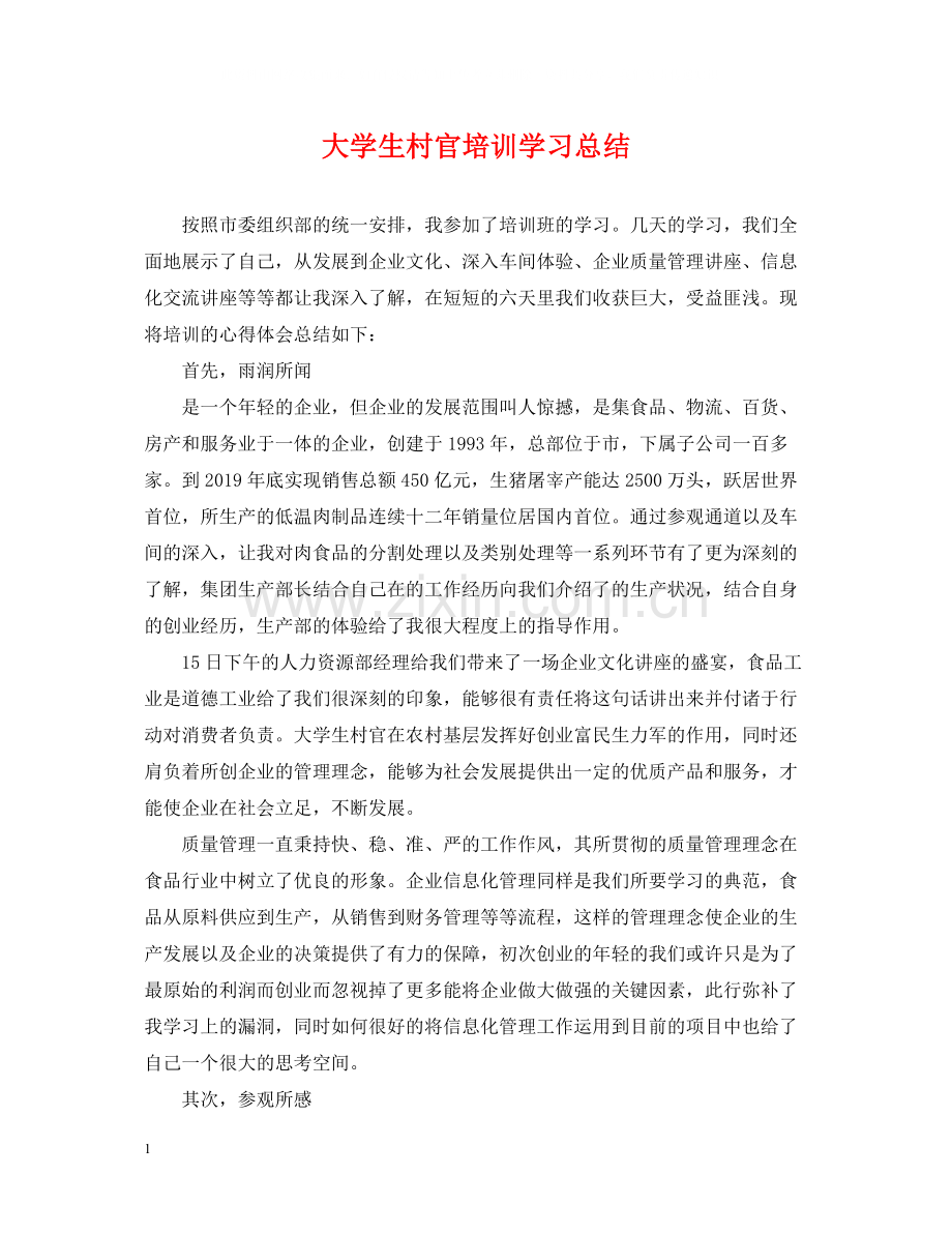 大学生村官培训学习总结.docx_第1页