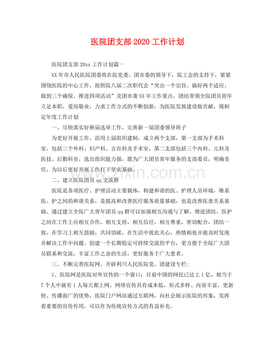 医院团支部工作计划 .docx_第1页