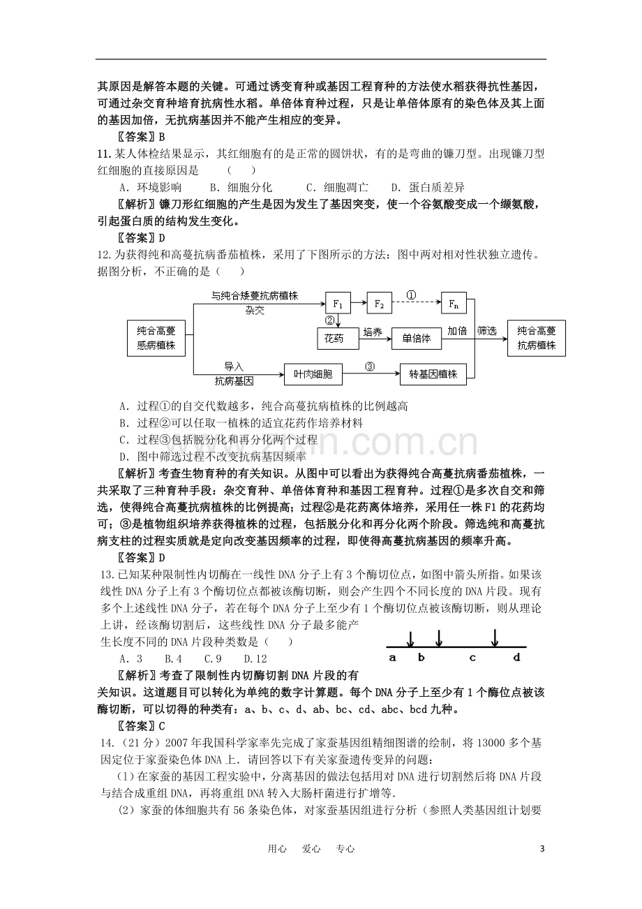 高中生物-考点解析与跟踪精练-生物的变异教案-人教版.doc_第3页