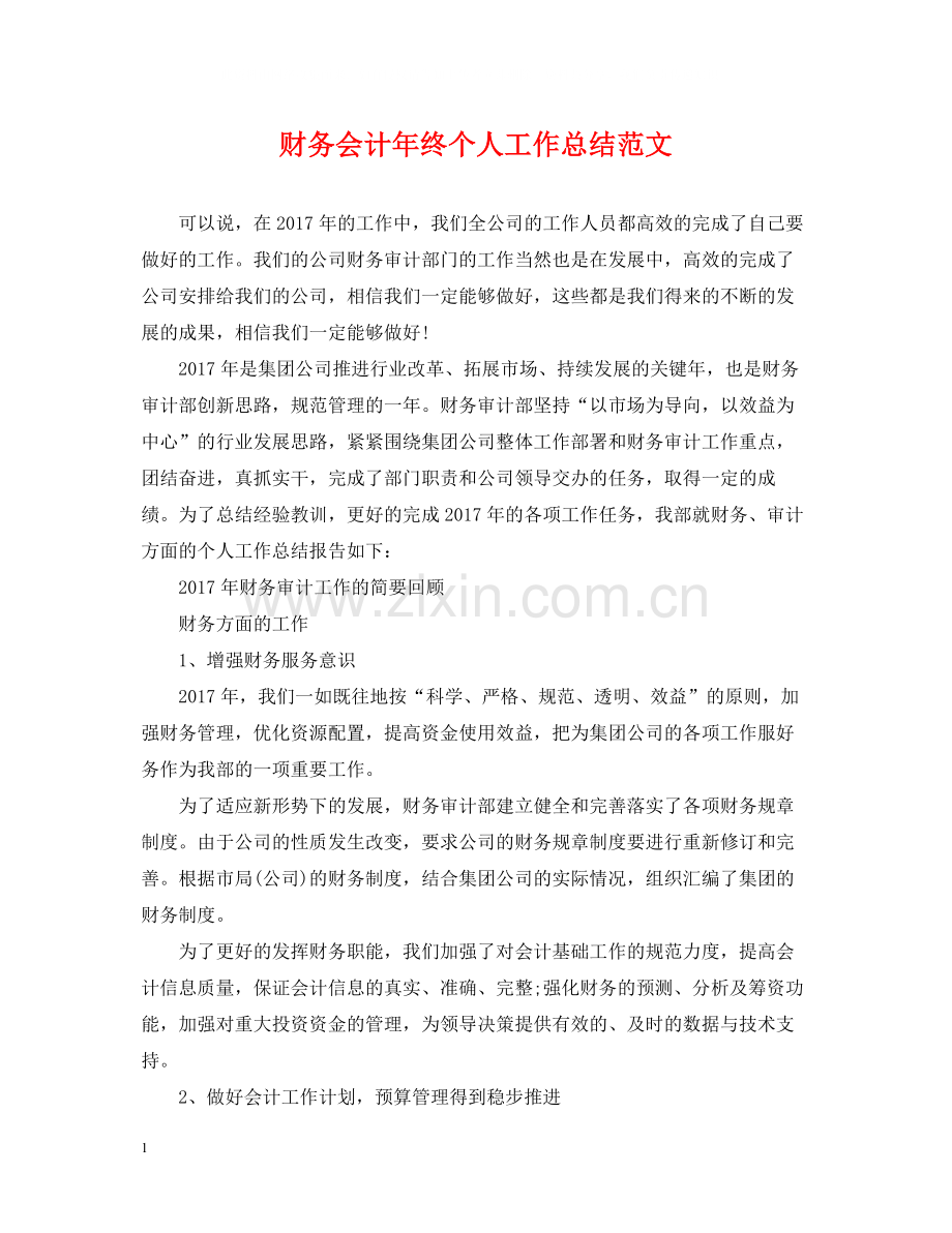 财务会计年终个人工作总结范文2.docx_第1页