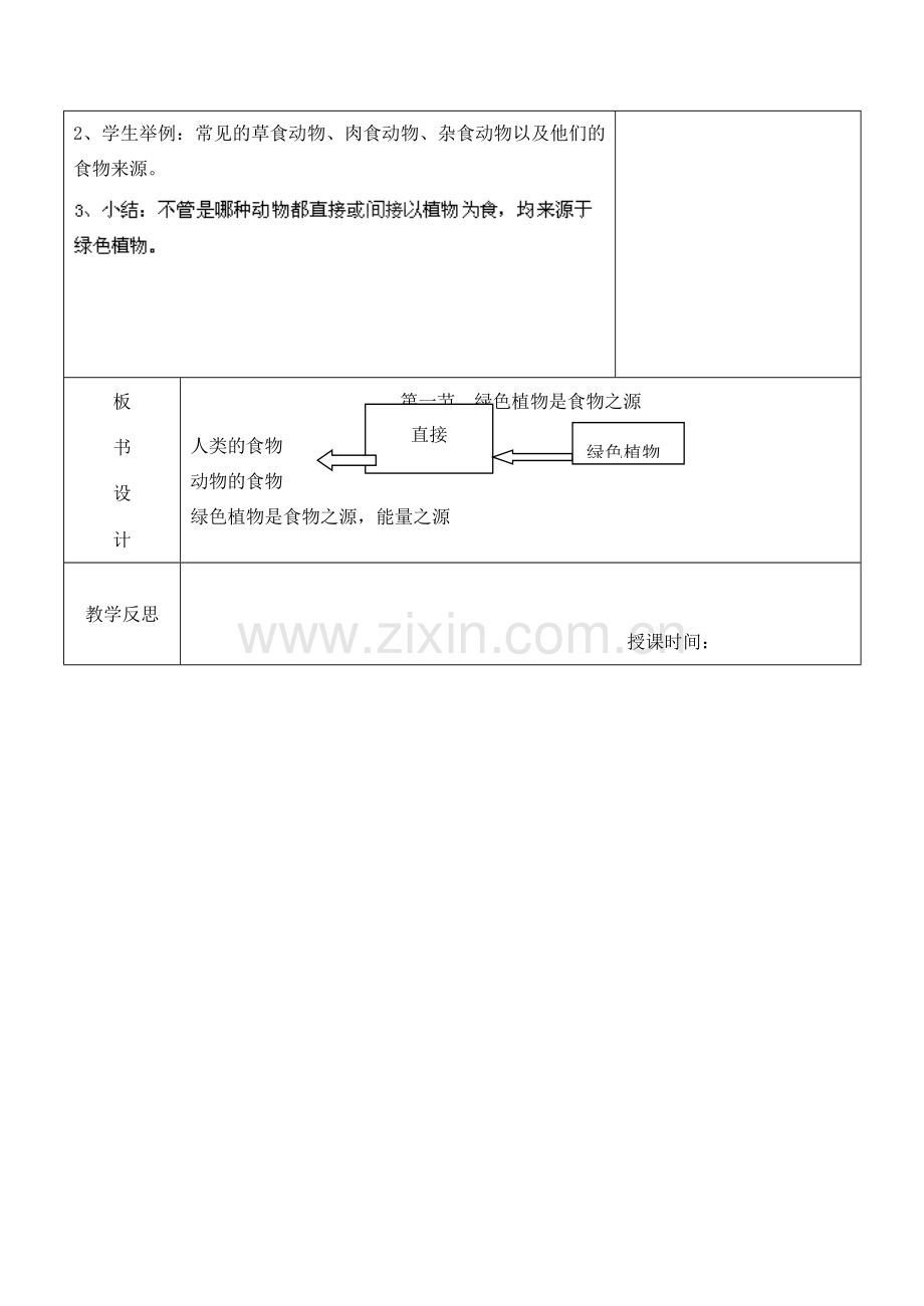 江苏省南京市上元中学七年级生物上册 7.1 绿色植物是食物之源教案 苏教版.doc_第3页