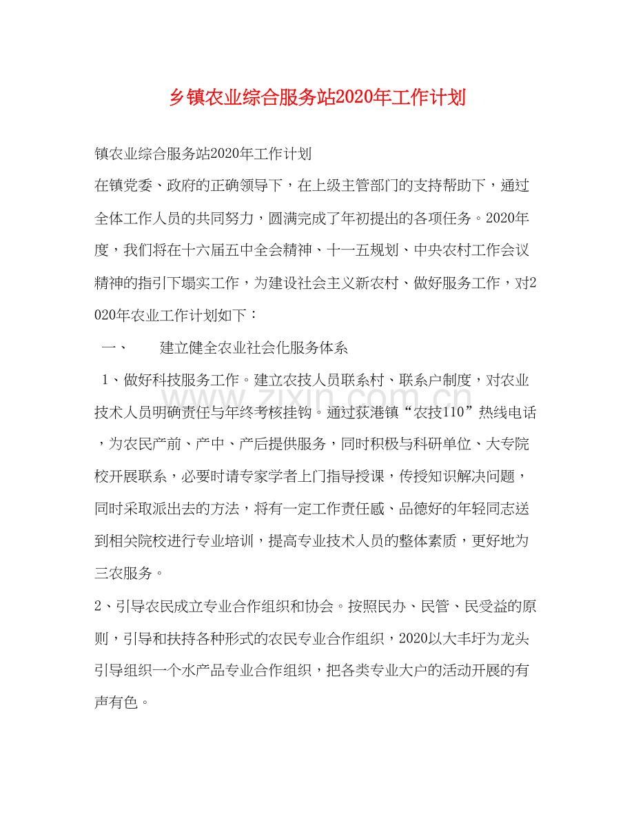 乡镇农业综合服务站年工作计划.docx_第1页