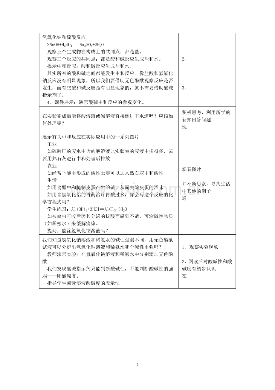 课题2酸和碱的中和反应教学设计.doc_第2页