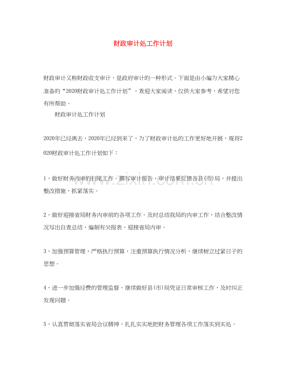 财政审计处工作计划.docx_第1页