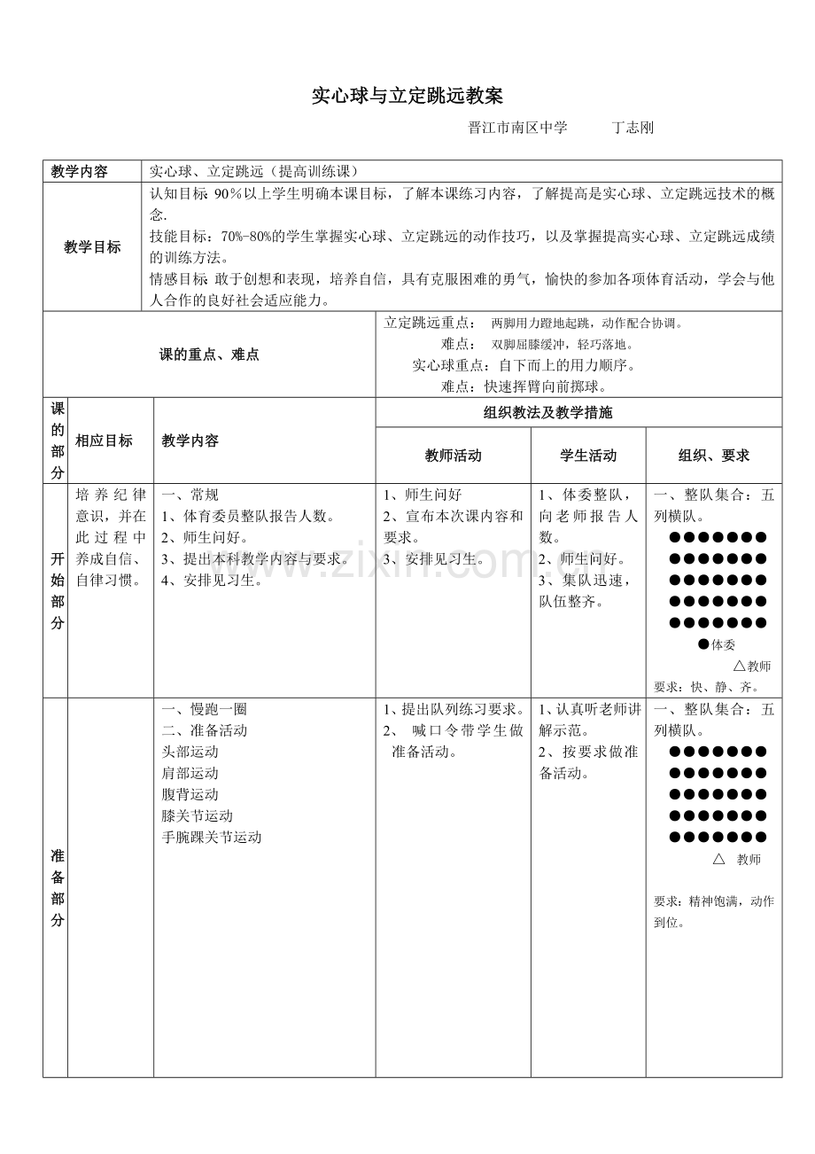 实心球与立定跳远公开课教案.doc_第1页