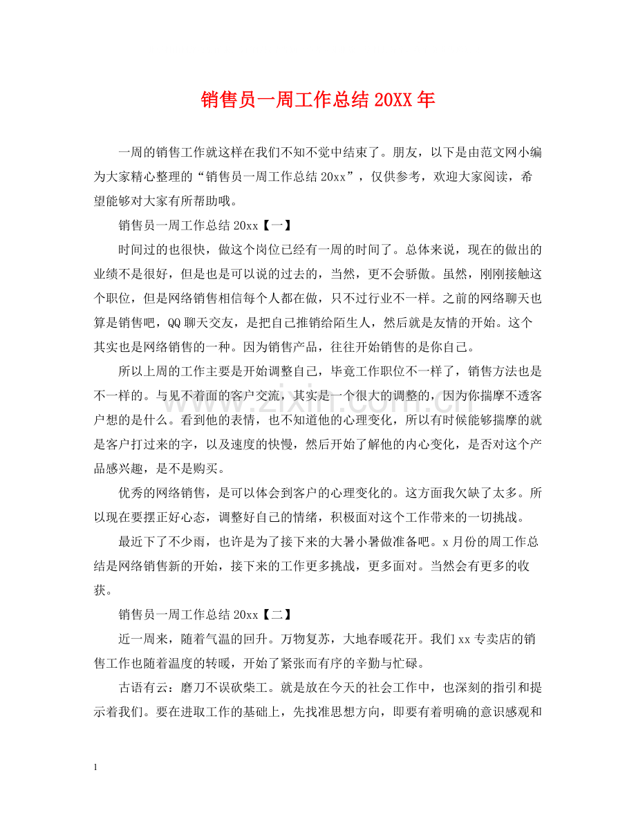 销售员一周工作总结.docx_第1页