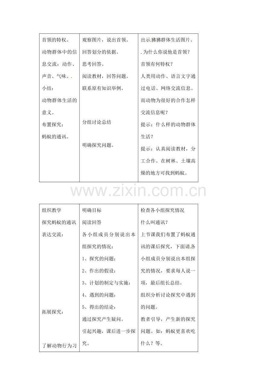 八年级生物上册 第五单元 第二章 第三节 社会行为教案1 （新版）新人教版-（新版）新人教版初中八年级上册生物教案.doc_第3页