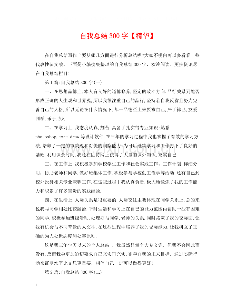 自我总结300字2.docx_第1页