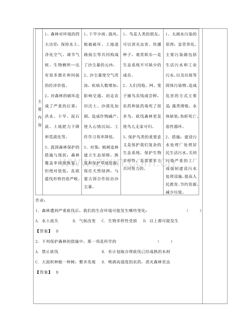 七年级生物下册 第四单元 生物圈中的人 第一节 分析人类活动对生态环境的影响名师教案2 新人教版.doc_第2页