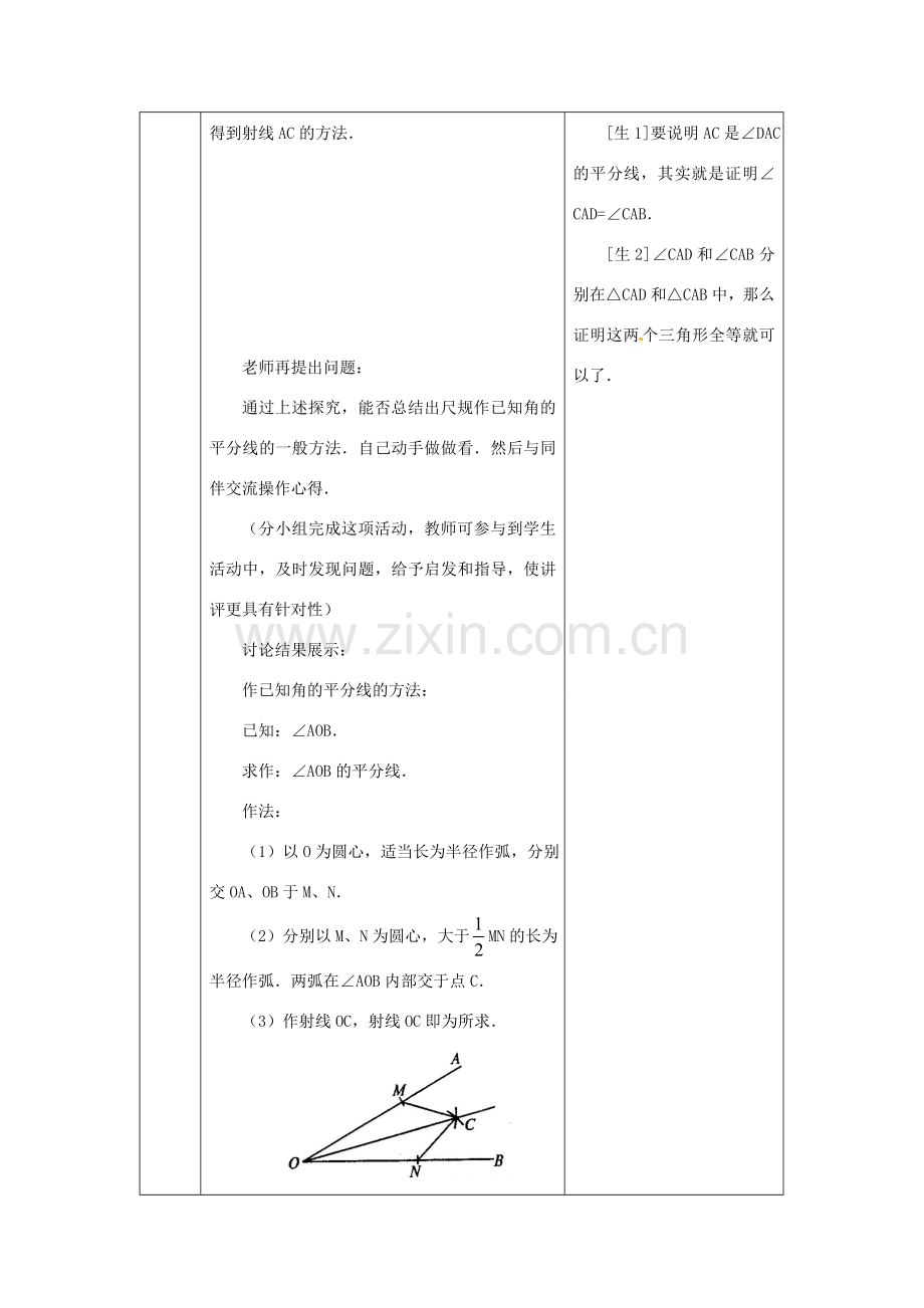 山东省宁津县保店中学八年级数学《角的平分线的性质》教案.doc_第3页