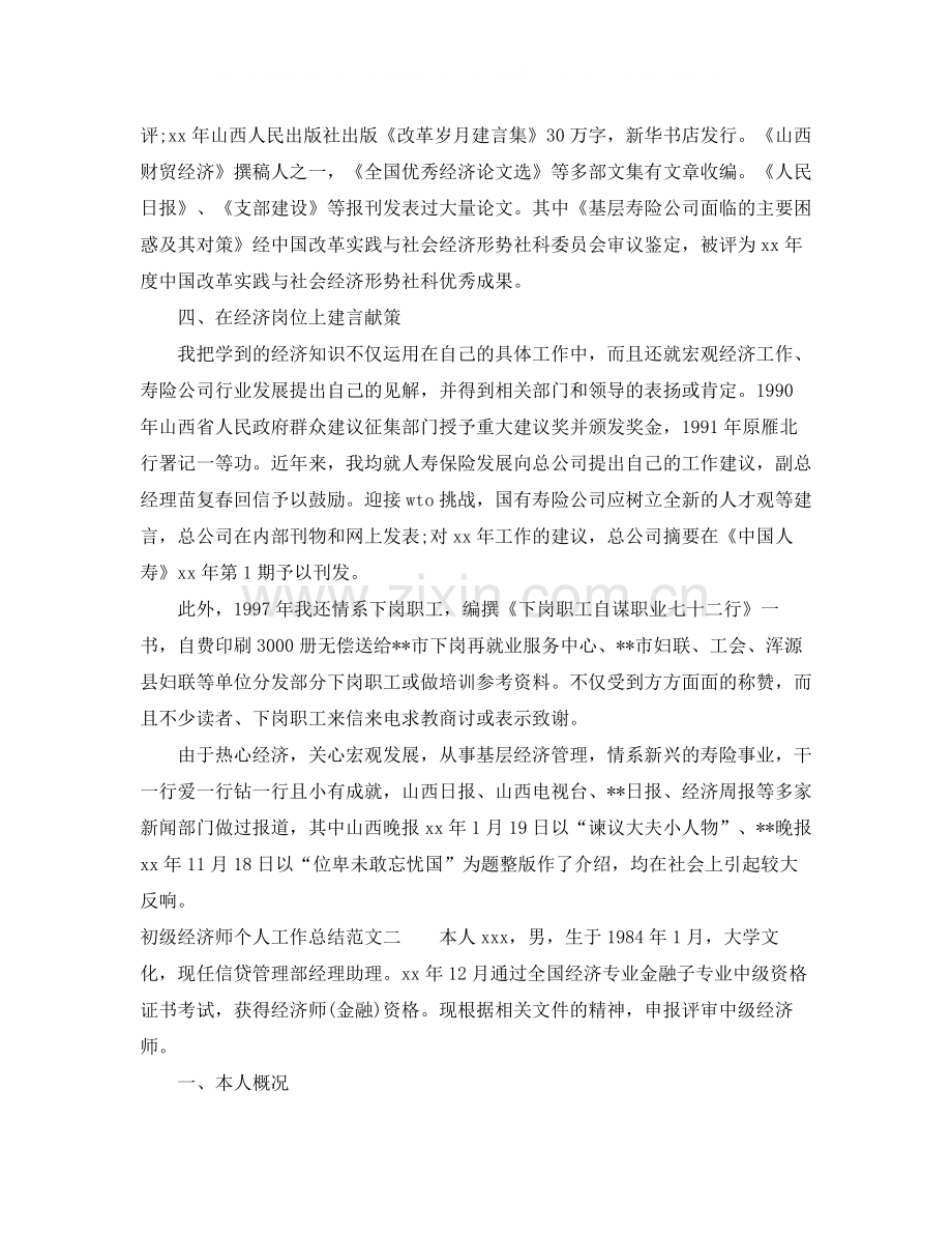 初级经济师个人工作总结范文.docx_第2页