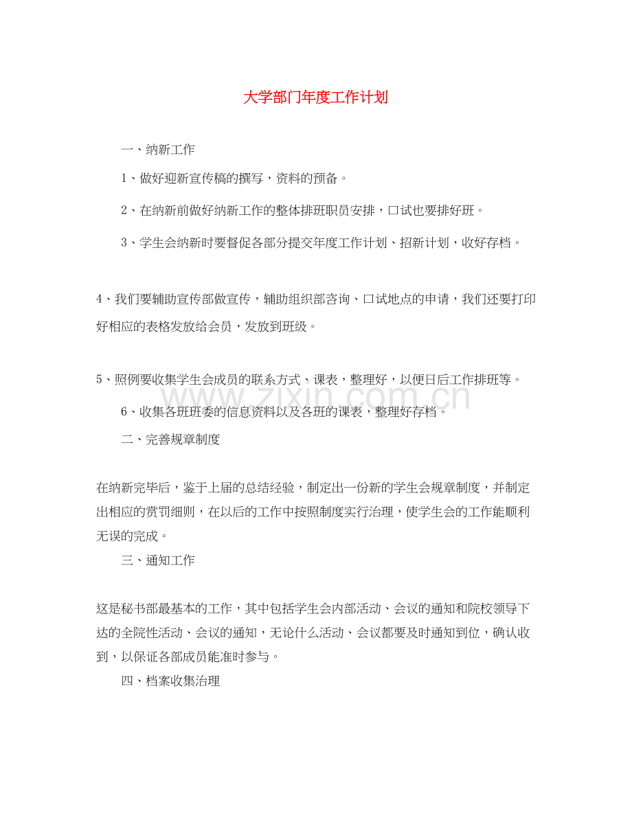 大学部门年度工作计划.docx_第1页