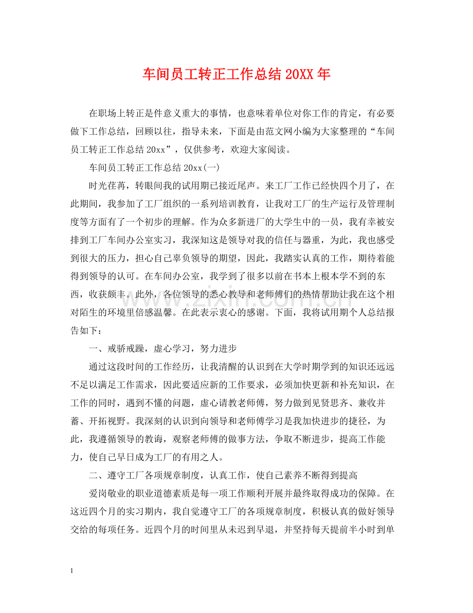 车间员工转正工作总结2.docx_第1页