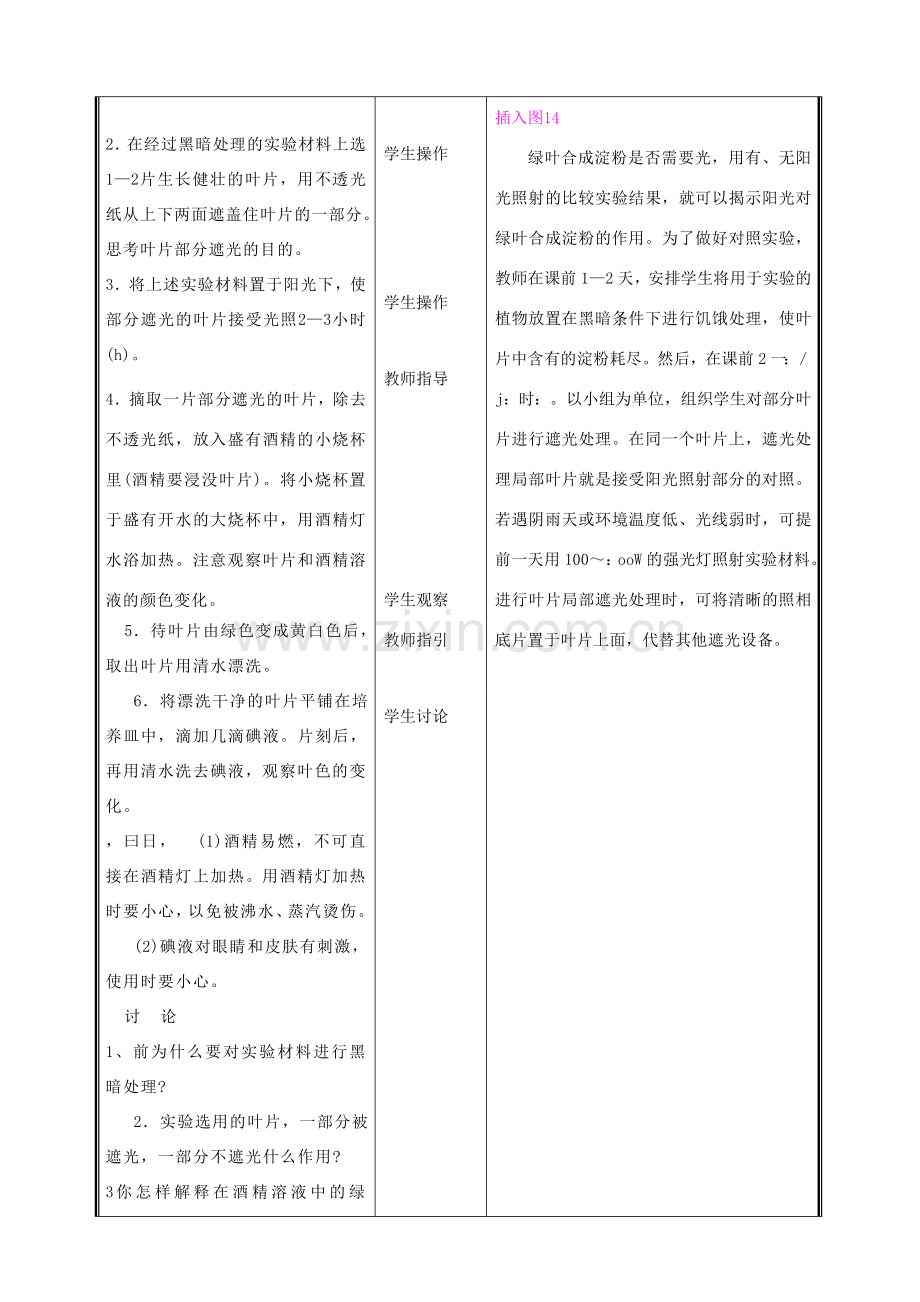 七年级生物上册 3.5.1光合作用教案(二） 北师大版.doc_第3页