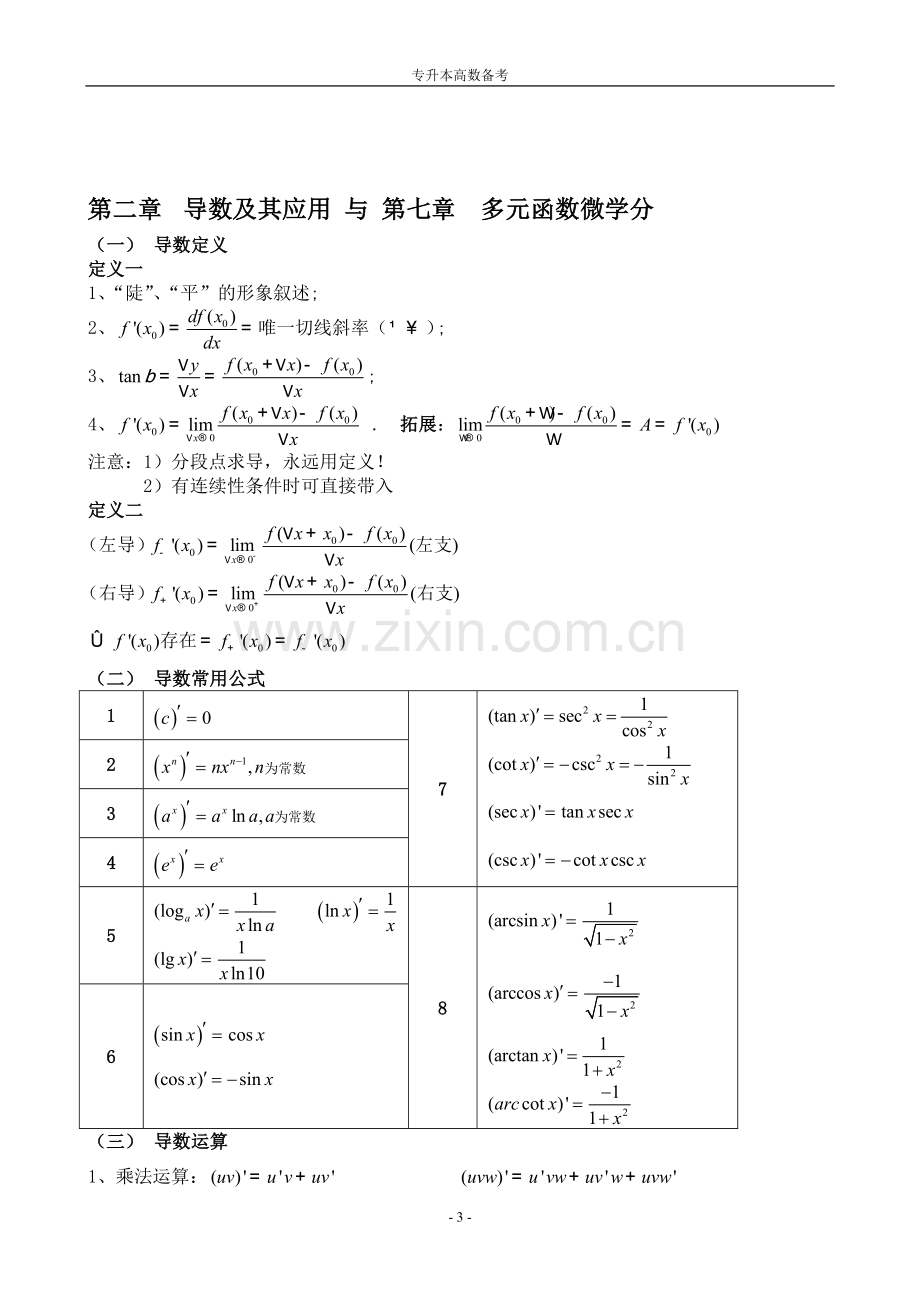 专升本高等数学备考题型汇总.doc_第3页