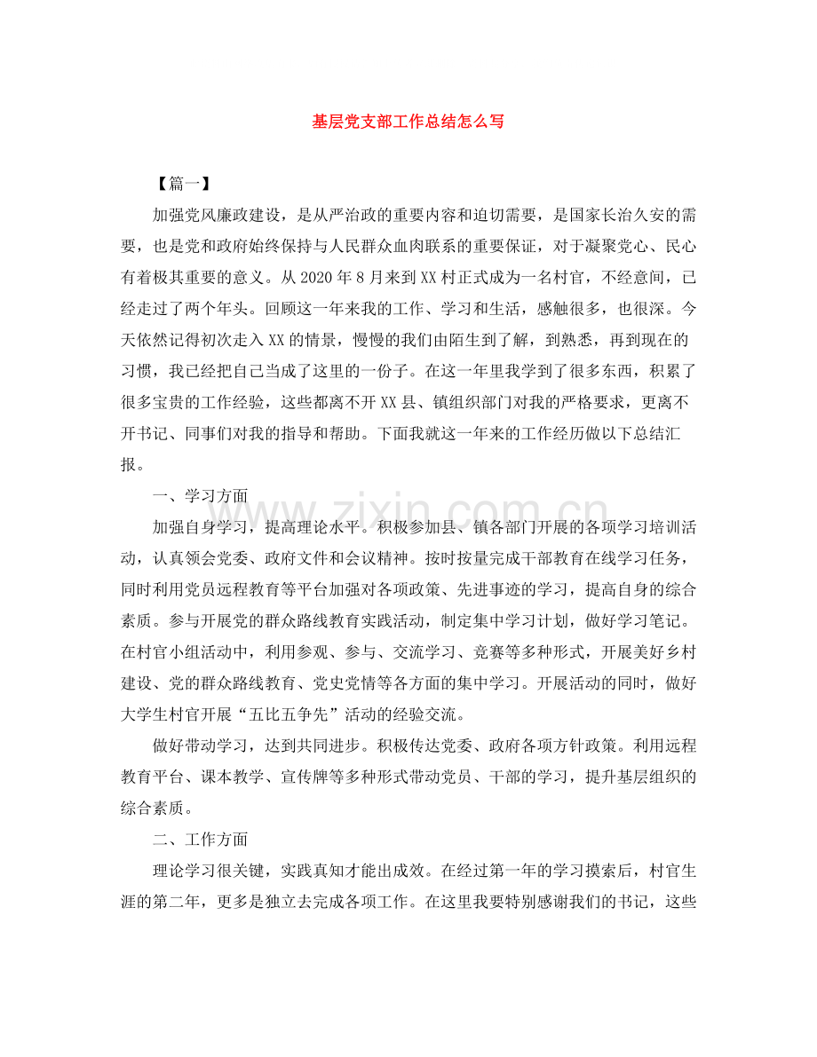 基层党支部工作总结怎么写.docx_第1页