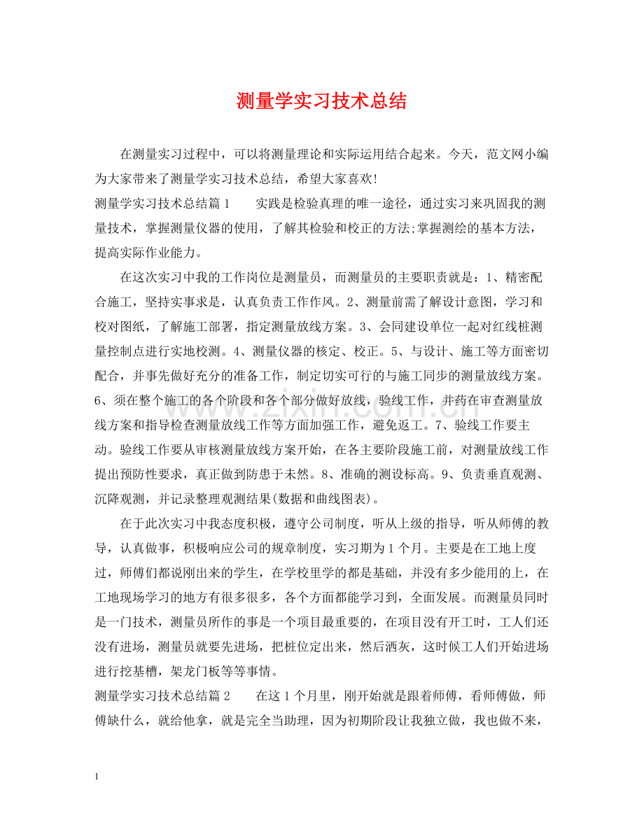 测量学实习技术总结.docx_第1页