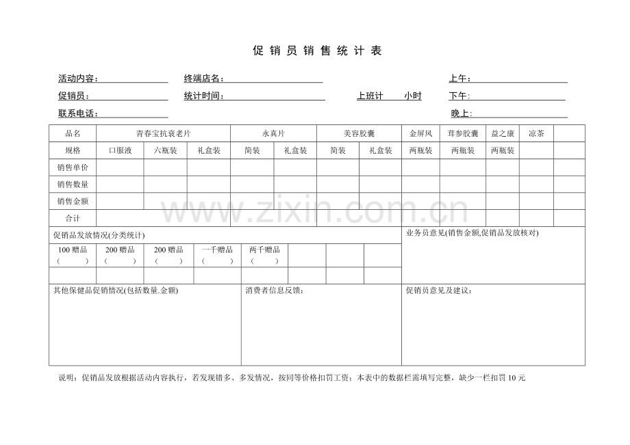 促销员日报表促销员销售统计表.doc_第1页