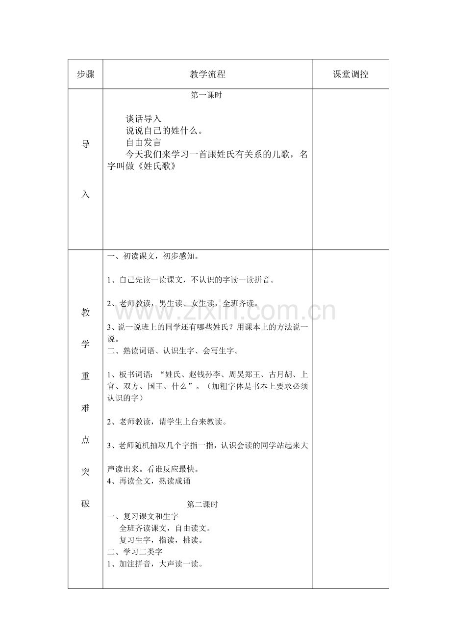 (部编)人教语文2011课标版一年级下册2、姓氏歌.docx_第2页