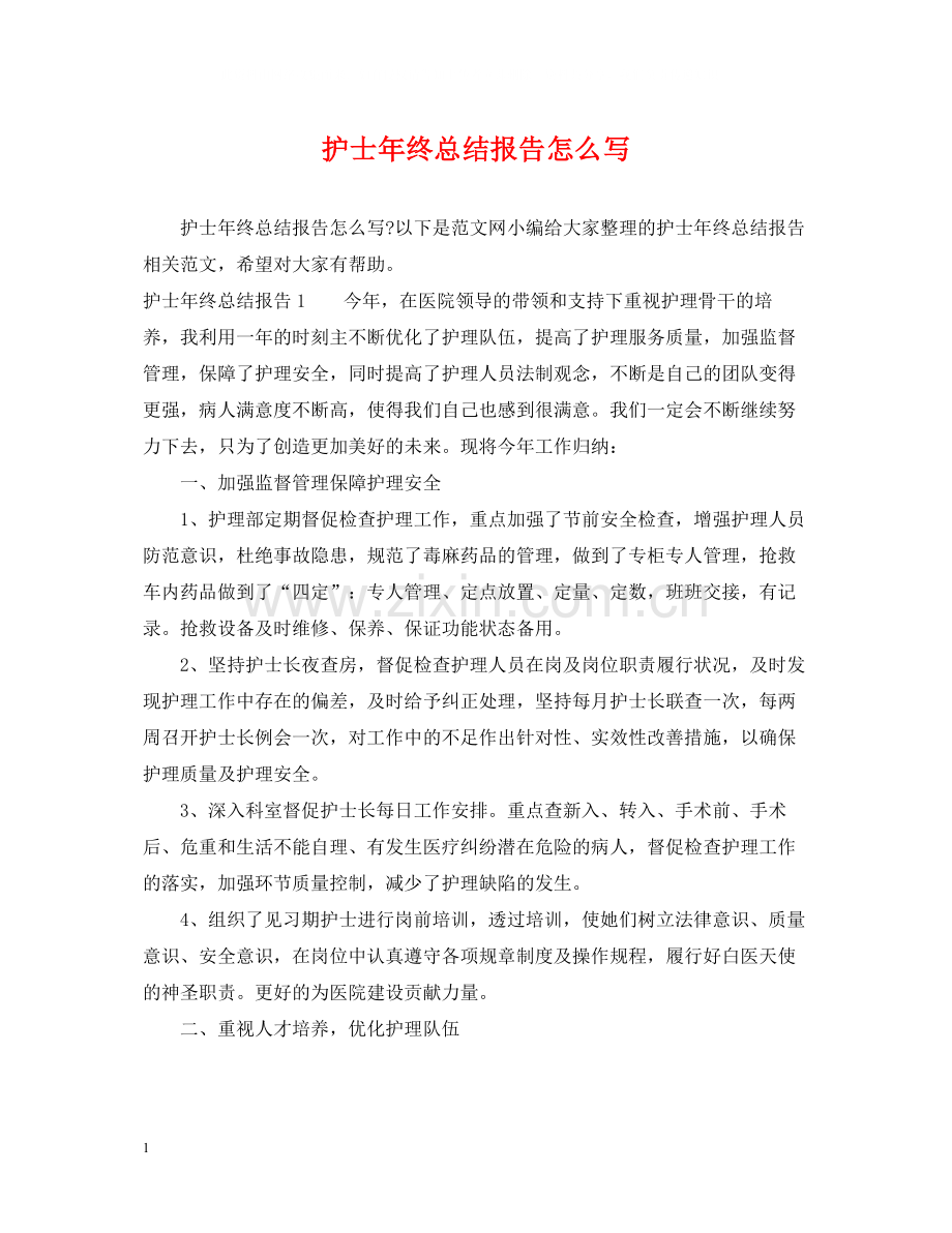 护士年终总结报告怎么写.docx_第1页